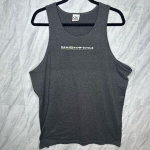 Vintage Hawaiian Style Black Tank Top XL